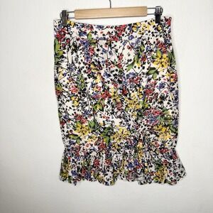 New Anthropologie Edme & Esyllte Hustle And Bustle Floral Skirt Womens 10 Cotton